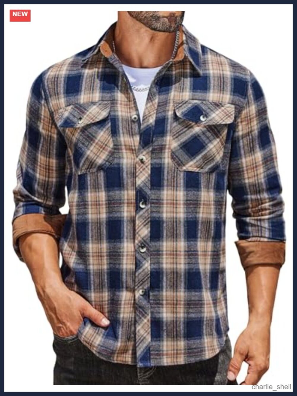 Men's Lightweight Flannel Long Sleeve Casual Work Plaid Shirt